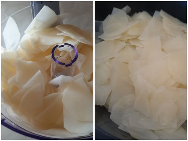 affettare le patate e cuocere a vapore