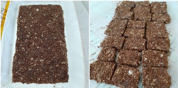 stendere e tagliare le barrette al cocco