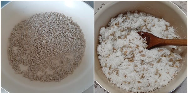 tostare i semi di girasole e unire al cocco